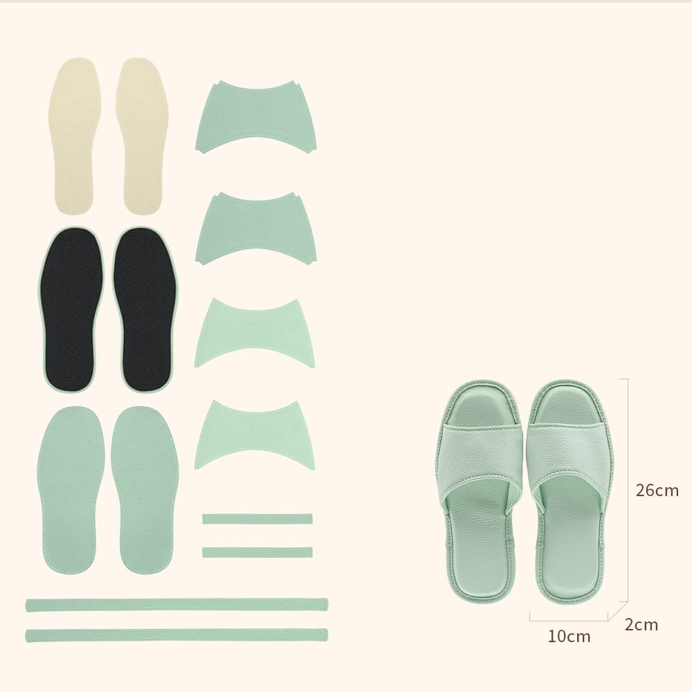 CUCUBIRD Top Grain Leather Home Slippers DIY Kits Light-Green-EU-39-42?