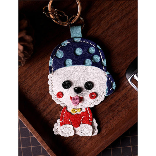 CUCUBIRD CUCUBIRD Leather Cute Bichon Keychain DIY Kits Bichon - No Tassel