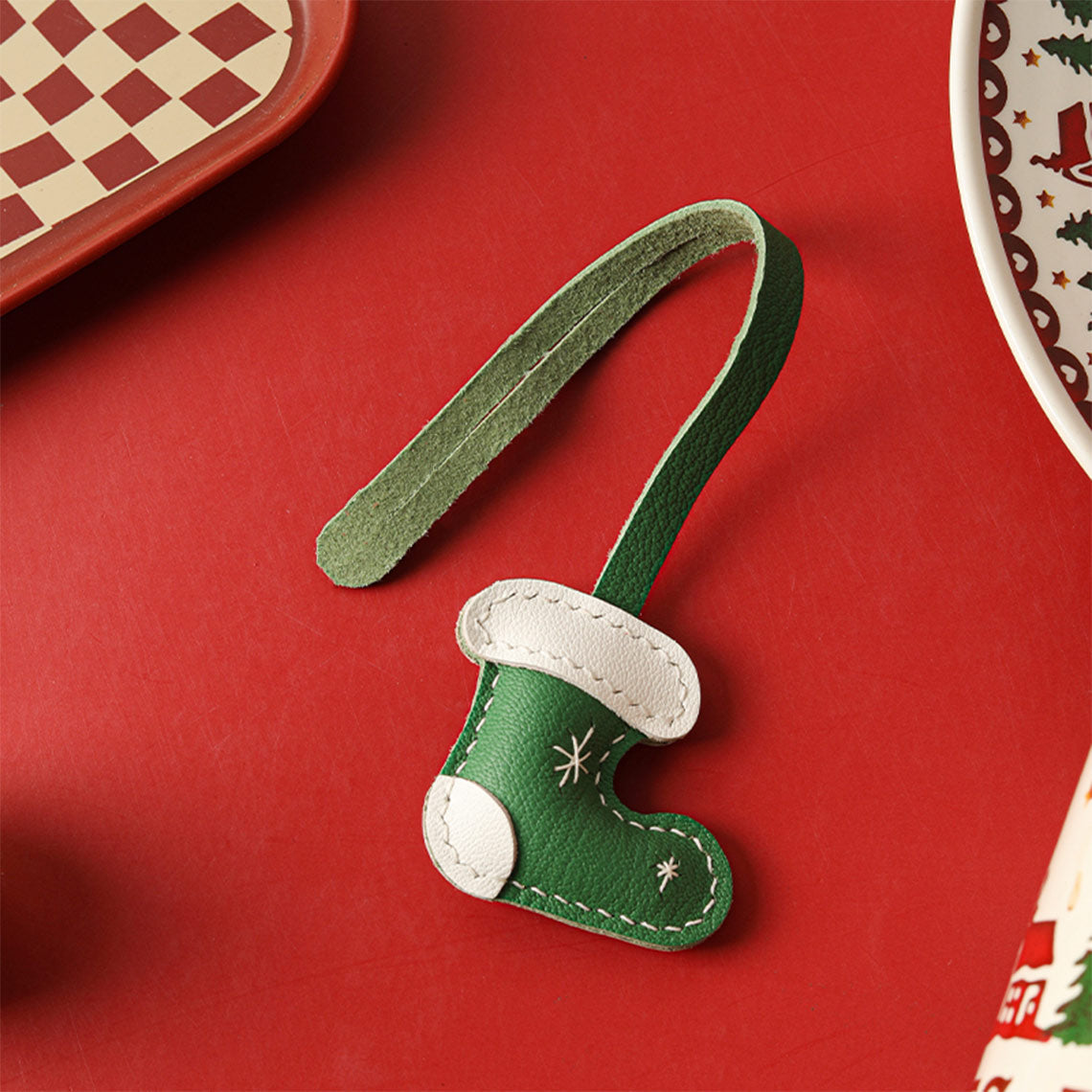 CUCUBIRD POPSEWING® Leather Christmas Sock Keychain DIY Kit