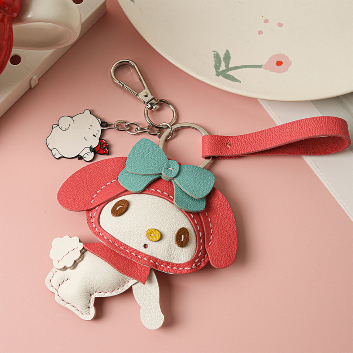 CUCUBIRD POPSEWING® Leather Melo Keychain DIY Kit Blue Bowknot