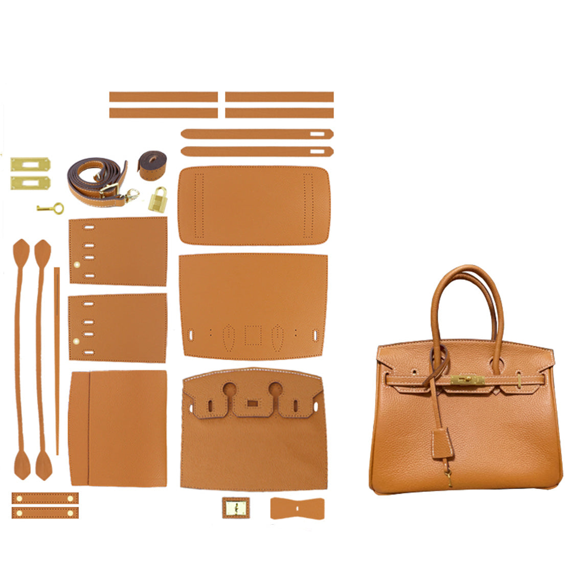CUCUBIRD POPSEWING® Top Grain Leather New Platinum Bag DIY Kit Small - 20 cm / Brown