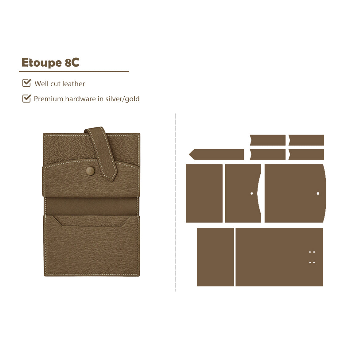 CUCUBIRD CUCUBIRD Full Grain Leather Bearn Coin Wallet DIY Kits Etoupe-8C-Gold?