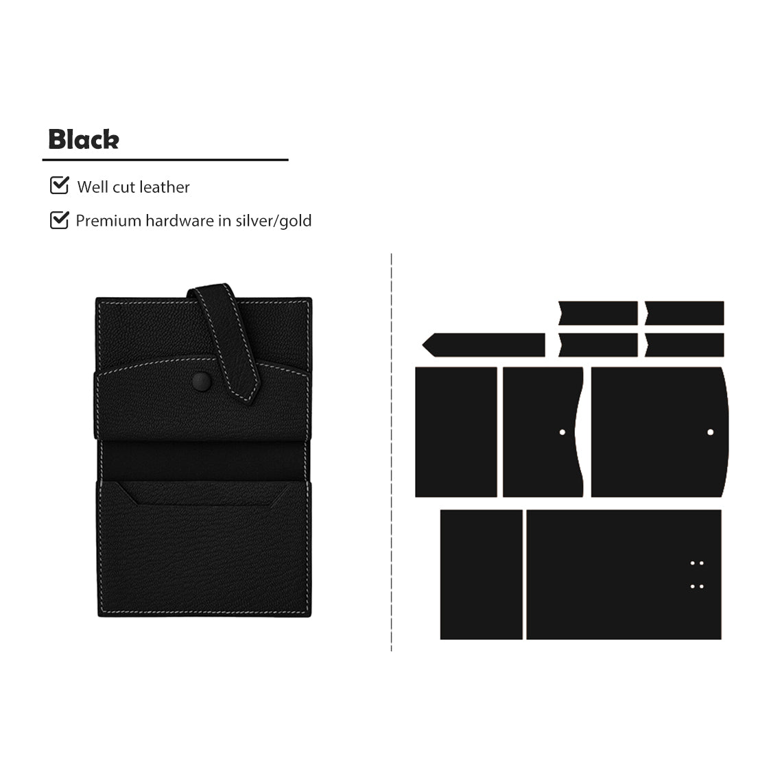CUCUBIRD CUCUBIRD Full Grain Leather Bearn Coin Wallet DIY Kits Black-Gold?