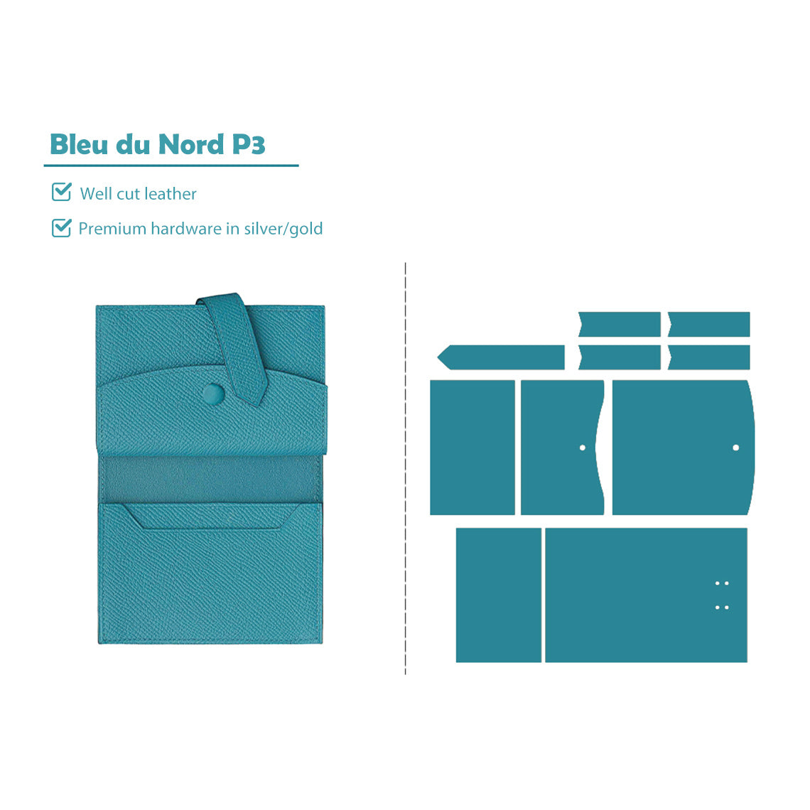 CUCUBIRD CUCUBIRD Full Grain Leather Bearn Coin Wallet DIY Kits Bleu-du-Nord-P3-Gold?