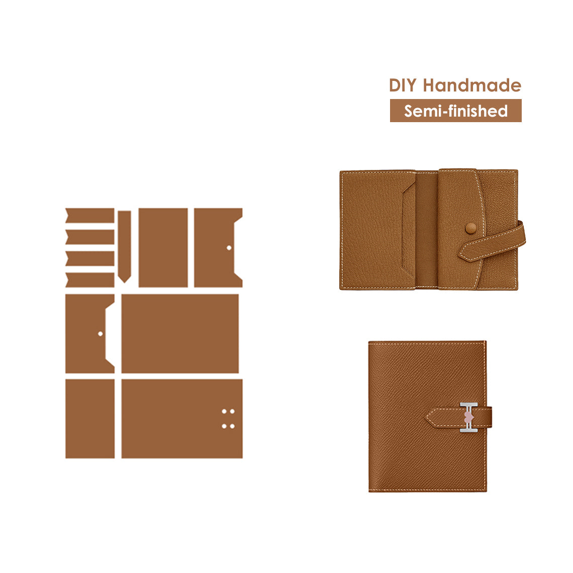 CUCUBIRD CUCUBIRD Full Grain Leather Bearn Coin Wallet DIY Kits Gold-Brown-Gold?