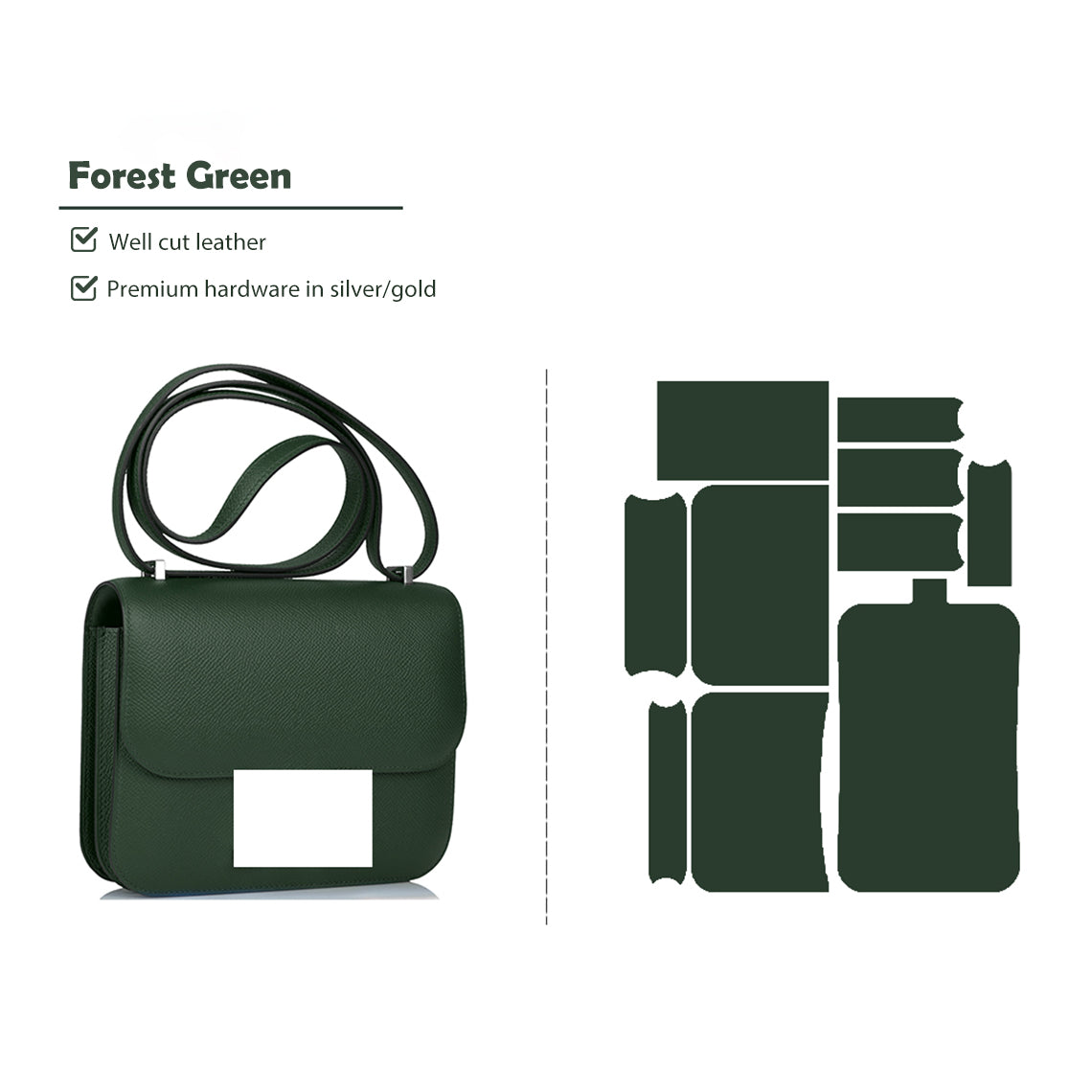 CUCUBIRD POPSEWING® Full Grain Leather Inspired Kanstance 24 - Advanced DIY Kits Forest Green / Silver