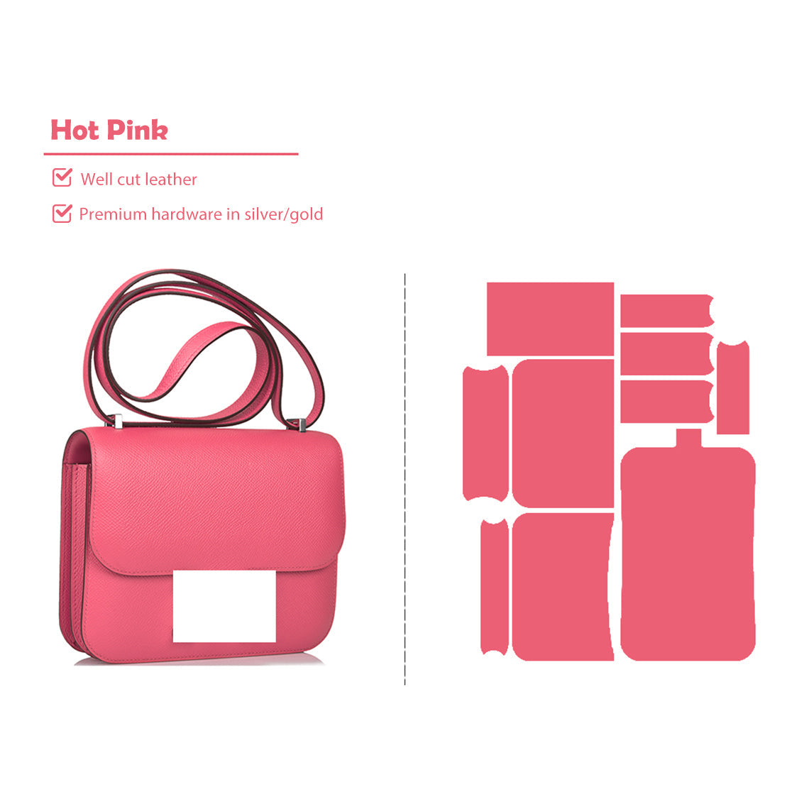 CUCUBIRD POPSEWING® Full Grain Leather Inspired Kanstance 24 - Advanced DIY Kits Hot Pink / Silver