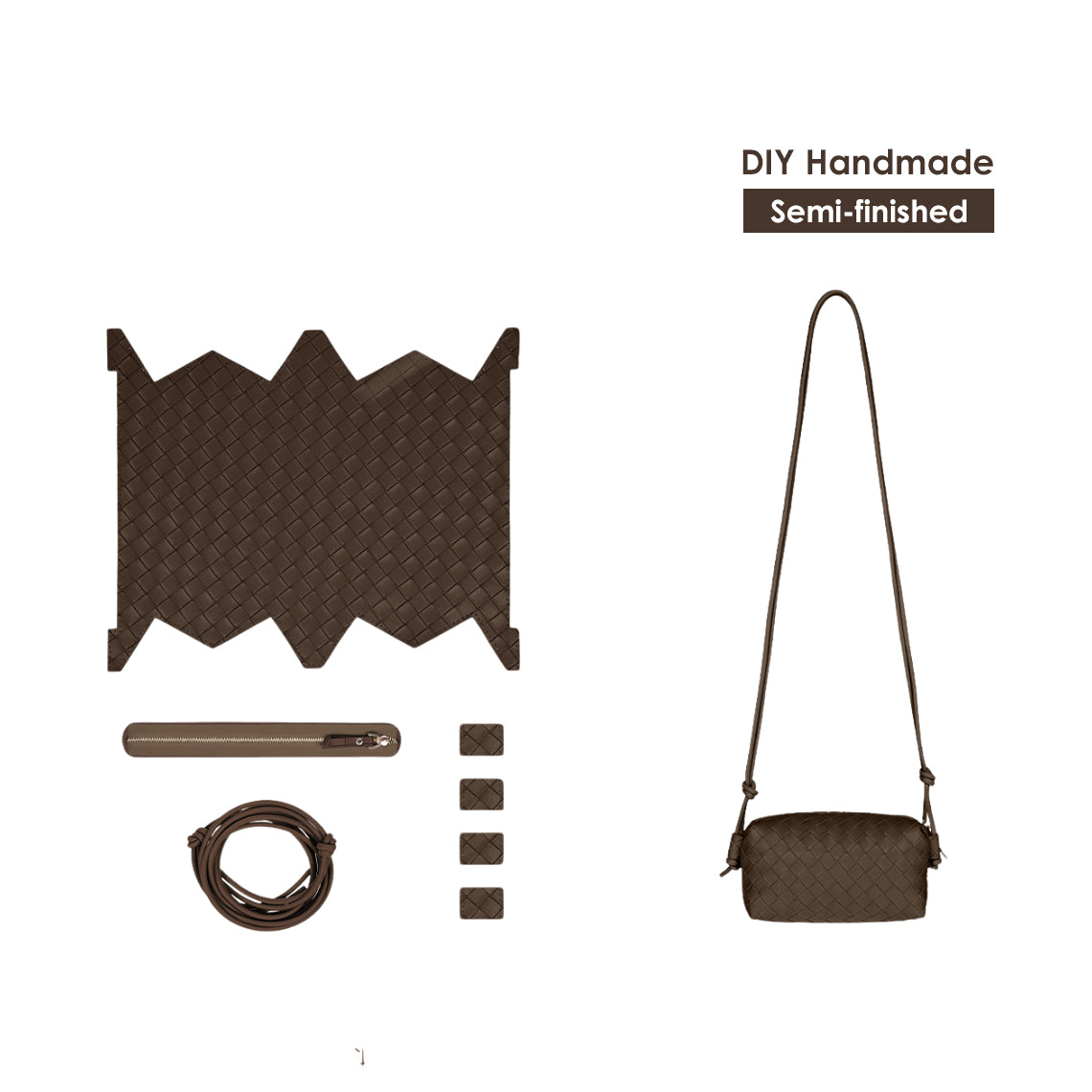 CUCUBIRD CUCUBIRD Leather Woven Clutch DIY Kits Chocolate