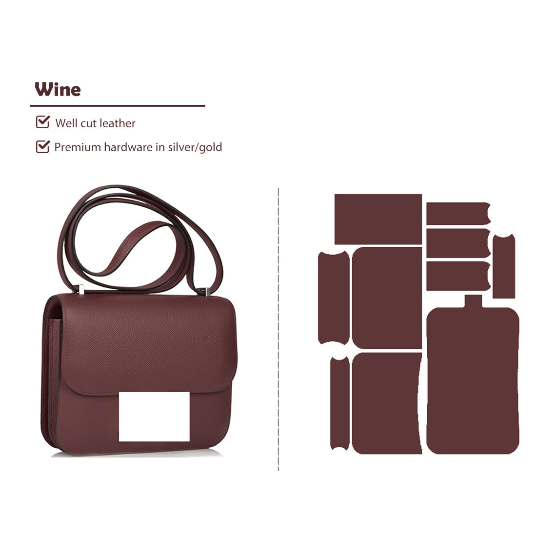 CUCUBIRD POPSEWING® Full Grain Leather Inspired Kanstance 24 - Advanced DIY Kits Wine / Silver