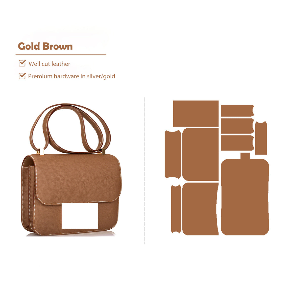 CUCUBIRD POPSEWING® Full Grain Leather Inspired Kanstance 24 - Advanced DIY Kits Gold Brown / Silver
