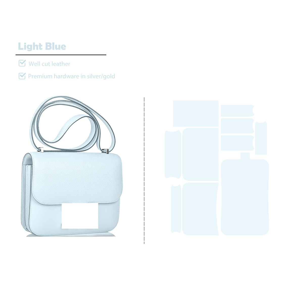 CUCUBIRD POPSEWING® Full Grain Leather Inspired Kanstance 24 - Advanced DIY Kits Light Blue / Silver