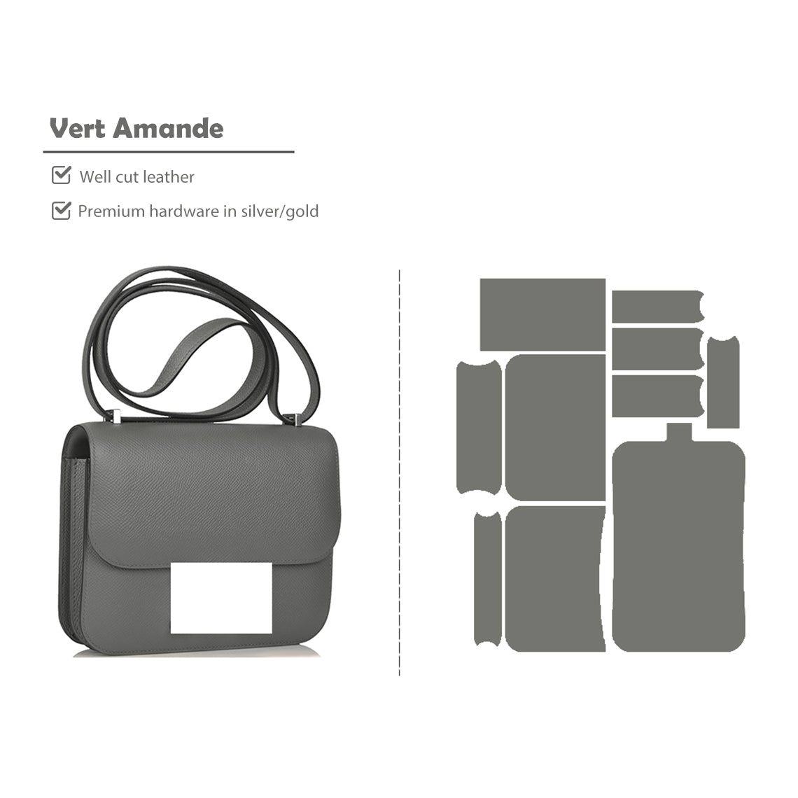 CUCUBIRD POPSEWING® Full Grain Leather Inspired Kanstance 24 - Advanced DIY Kits Vert Amande / Silver