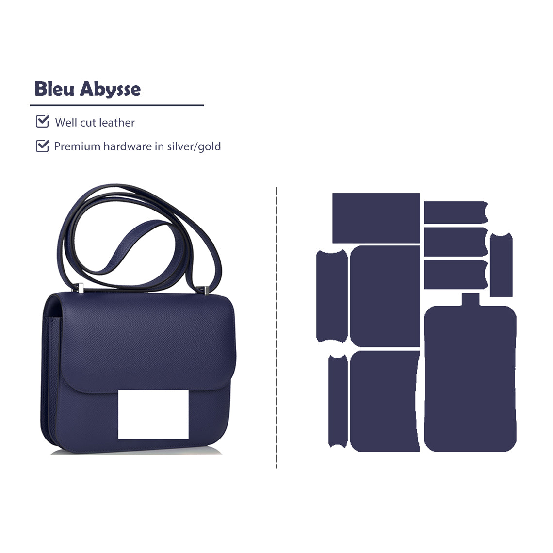 CUCUBIRD POPSEWING® Full Grain Leather Inspired Kanstance 24 - Advanced DIY Kits Bleu Abysse / Silver
