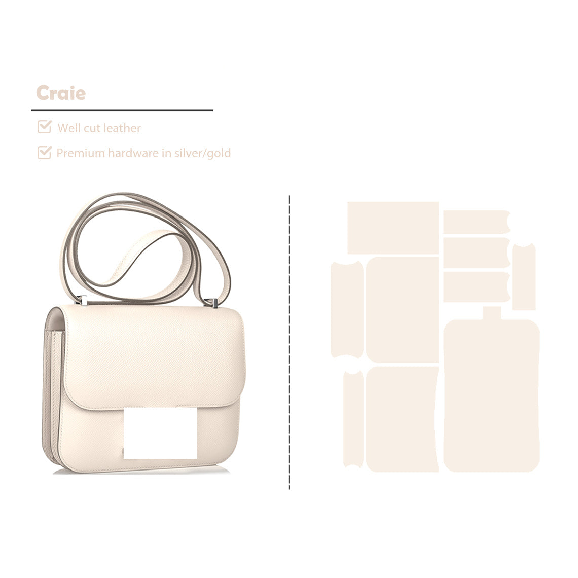 CUCUBIRD POPSEWING® Full Grain Leather Inspired Kanstance 24 - Advanced DIY Kits Craie / Silver
