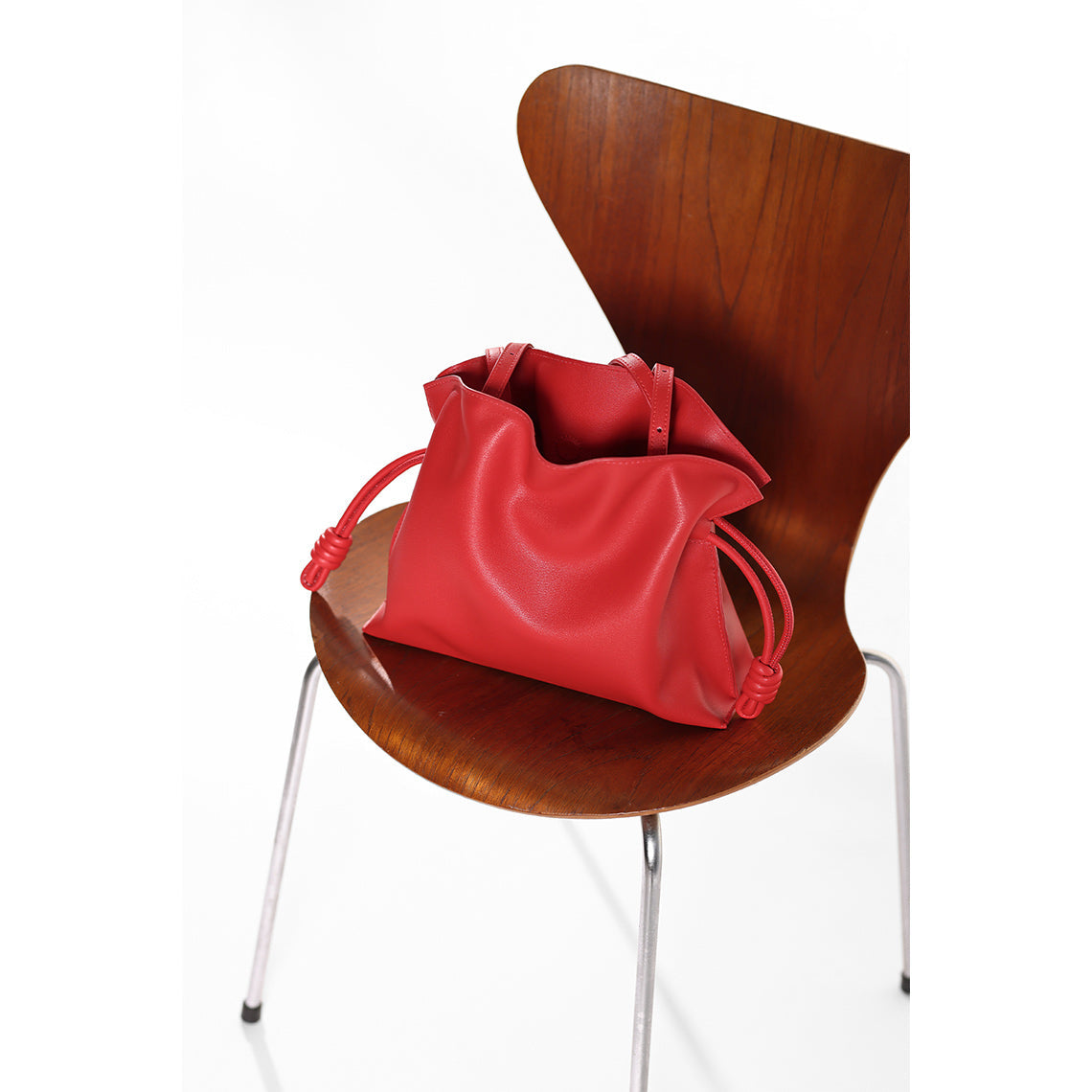 CUCUBIRD CUCUBIRD Leather Drawstring Bucket Bag DIY Kits Red