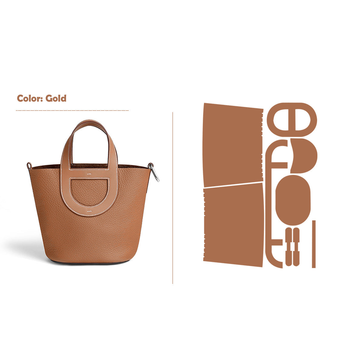 CUCUBIRD POPSEWING® Full Grain Leather Inspired Loop Handbag - Advanced DIY Kit Gold / Silver