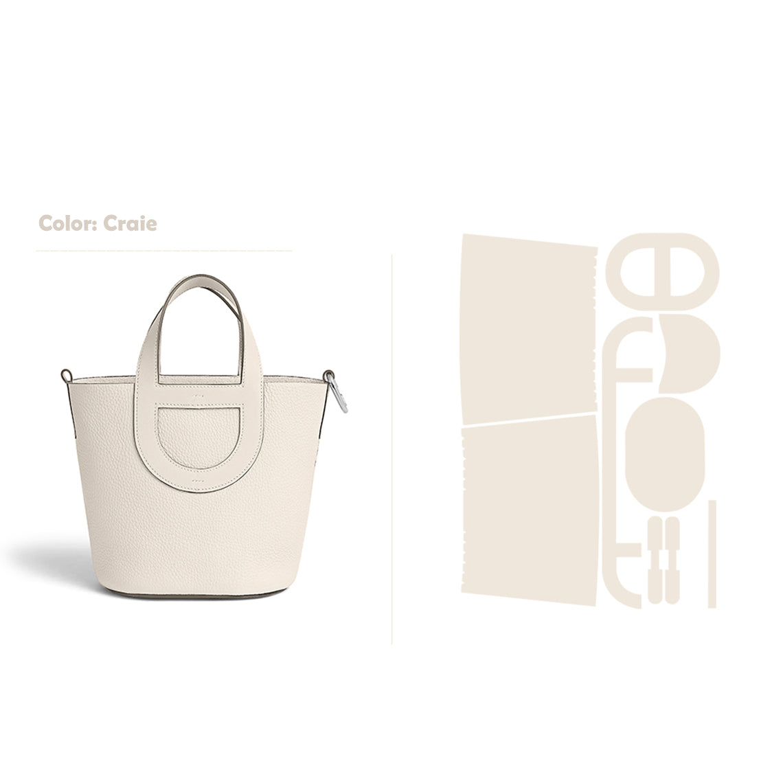 CUCUBIRD POPSEWING® Full Grain Leather Inspired Loop Handbag - Advanced DIY Kit Craie / Silver
