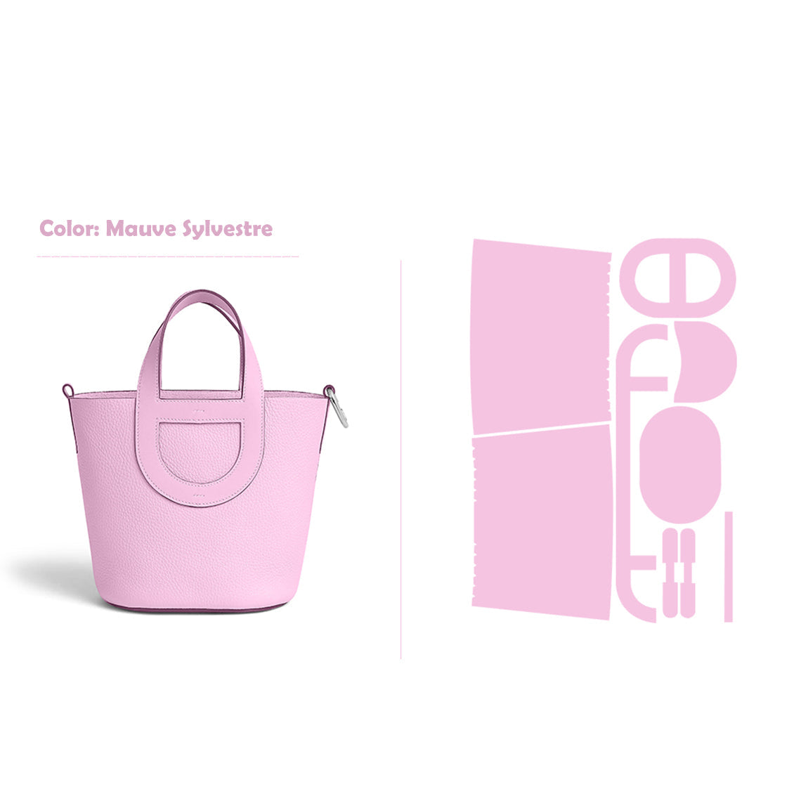 CUCUBIRD POPSEWING® Full Grain Leather Inspired Loop Handbag - Advanced DIY Kit Mauve Sylvestre / Silver