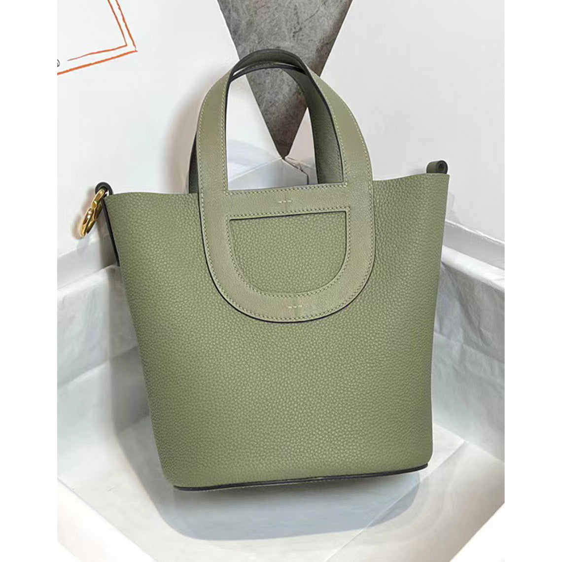 CUCUBIRD POPSEWING® Full Grain Leather Inspired Loop Handbag - Advanced DIY Kit Sauge / Silver