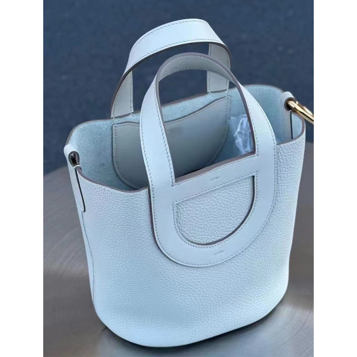 CUCUBIRD POPSEWING® Full Grain Leather Inspired Loop Handbag - Advanced DIY Kit Bleu Pale / Silver
