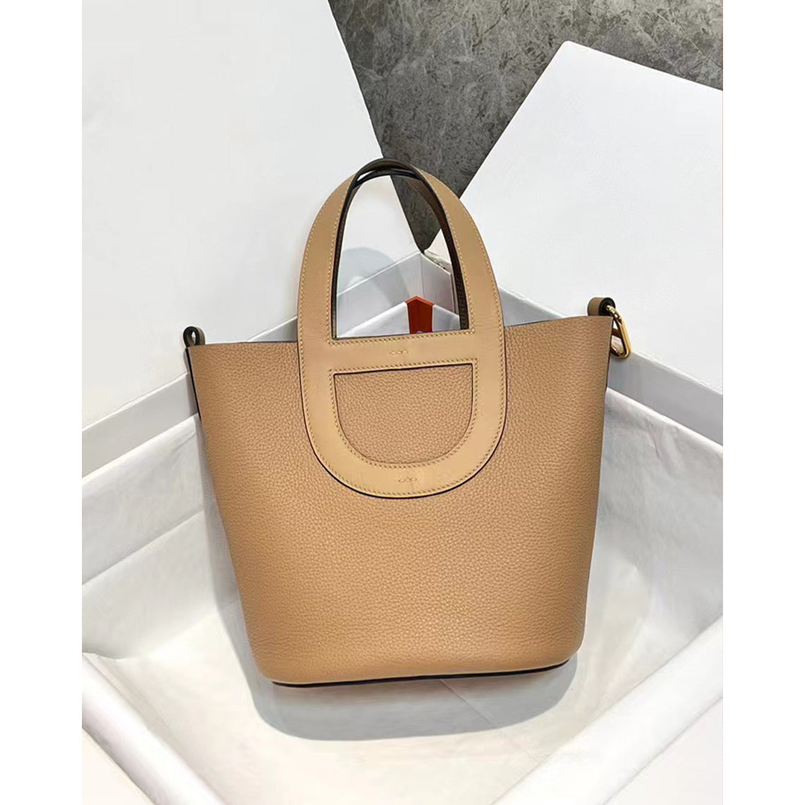 CUCUBIRD POPSEWING® Full Grain Leather Inspired Loop Handbag - Advanced DIY Kit Biscuit / Silver