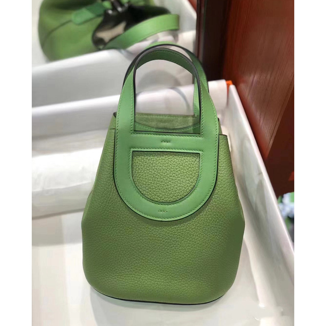 CUCUBIRD POPSEWING® Full Grain Leather Inspired Loop Handbag - Advanced DIY Kit Vert Criquet / Silver