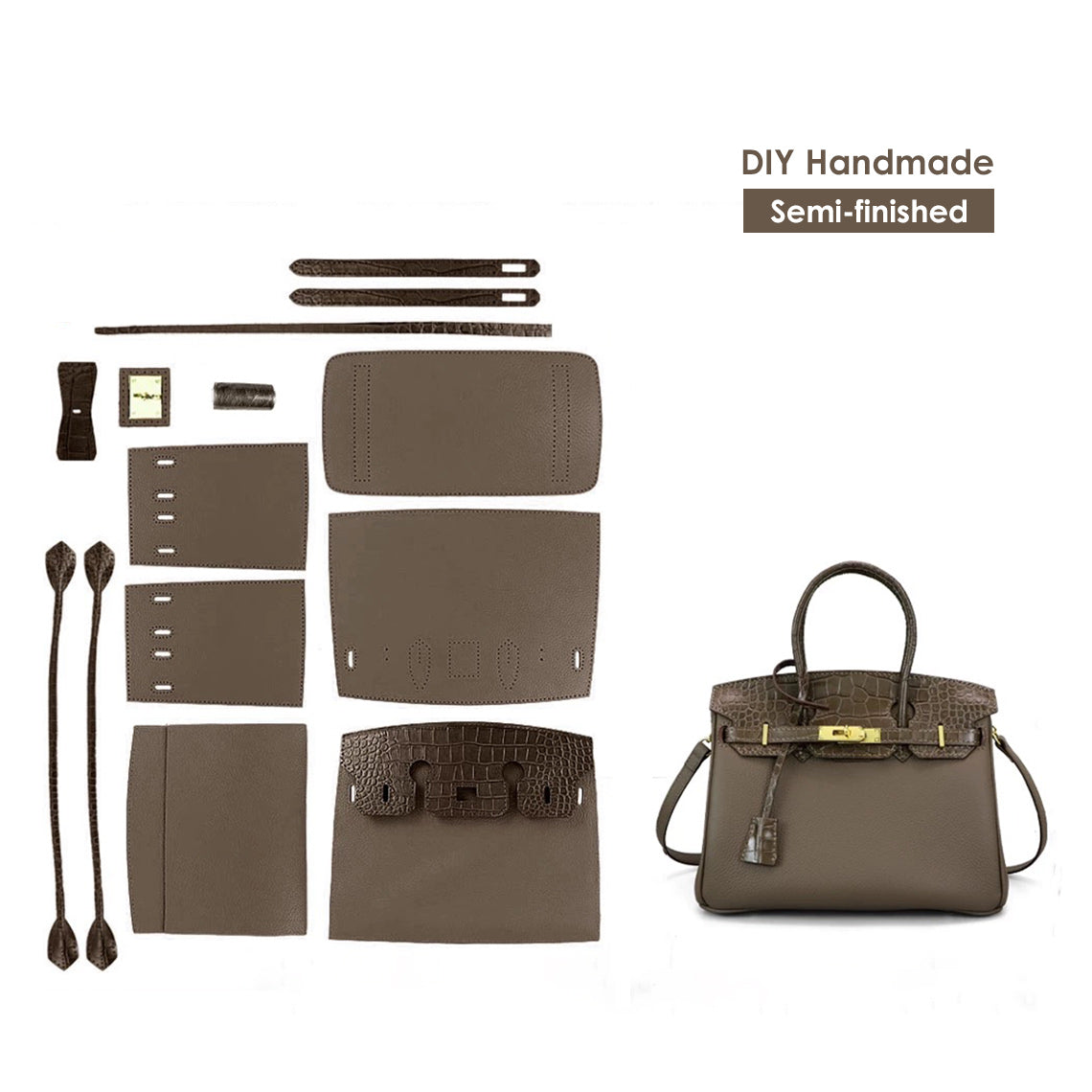 CUCUBIRD CUCUBIRD Top Grain Leather Bi-color Platinum Bag DIY Kit Etoupe?