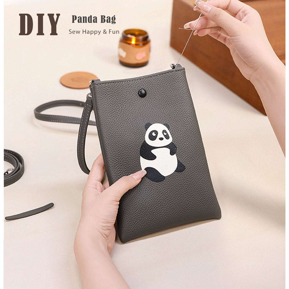 CUCUBIRD CUCUBIRD Top Grain Leather Panda Crossbody Bag DIY Kits ?
