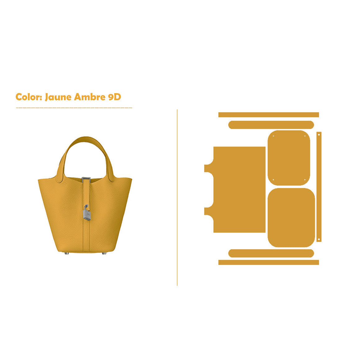 CUCUBIRD POPSEWING® Full Grain Leather New Lock Tote Bag - Advanced Kits 22 cm / Jaune Ambre 9D
