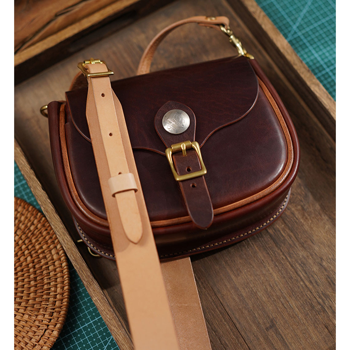 CUCUBIRD CUCUBIRD Vegetable Tanned Leather Retro Saddle Bag DIY Kit