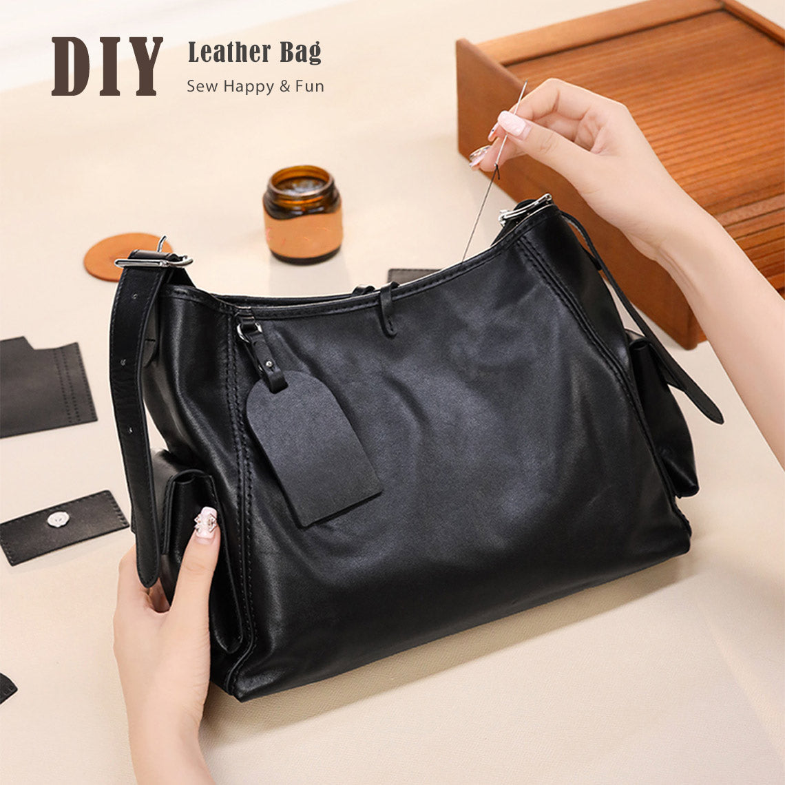 CUCUBIRD CUCUBIRD Top Grain Leather Inspired Cargo Tote Bag DIY Kit ?