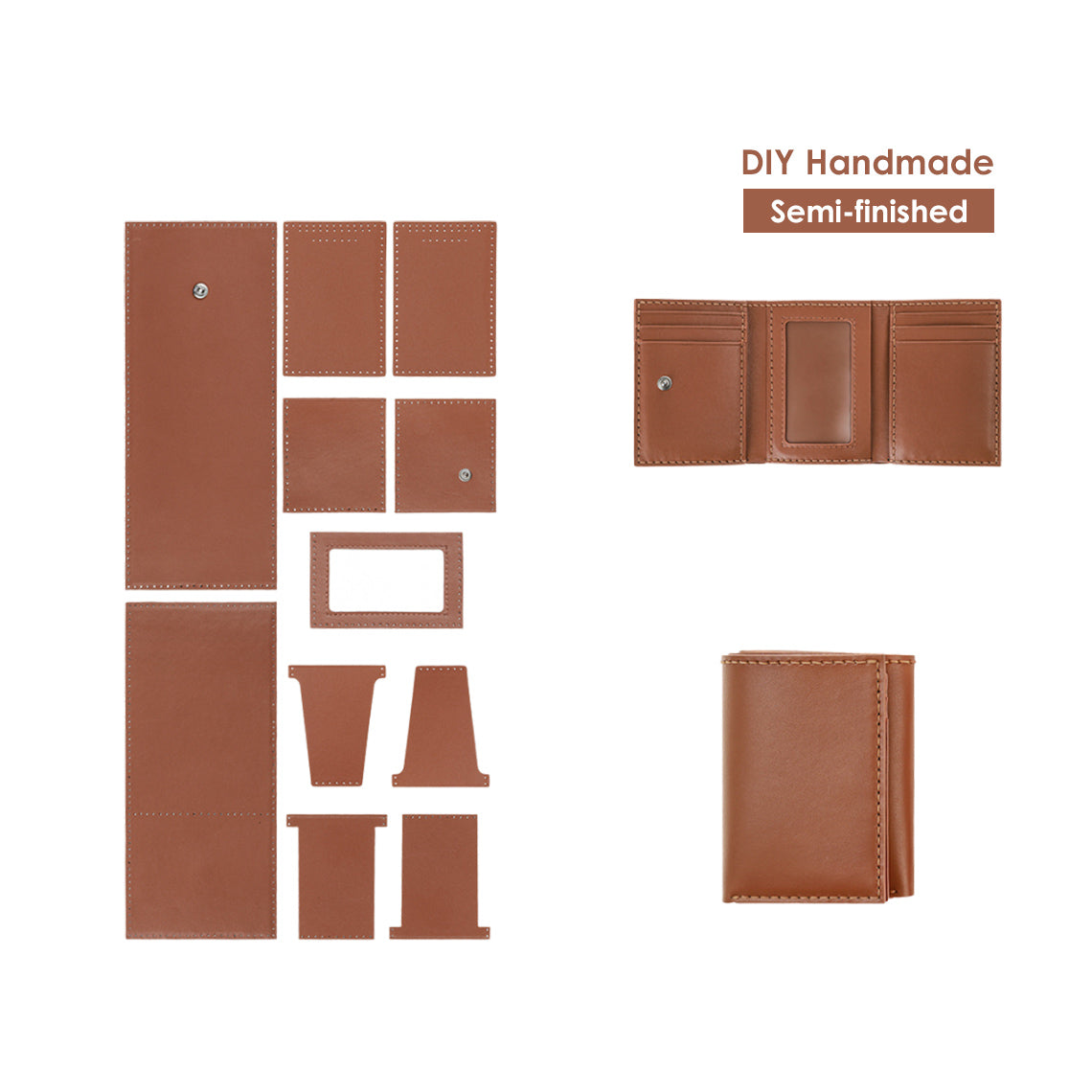 CUCUBIRD CUCUBIRD Top Grain Leather Buckle Trifold Wallet DIY Kits ?