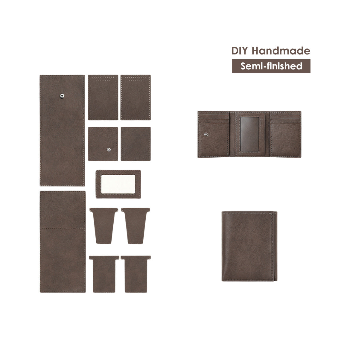 CUCUBIRD CUCUBIRD Top Grain Leather Buckle Trifold Wallet DIY Kits ?