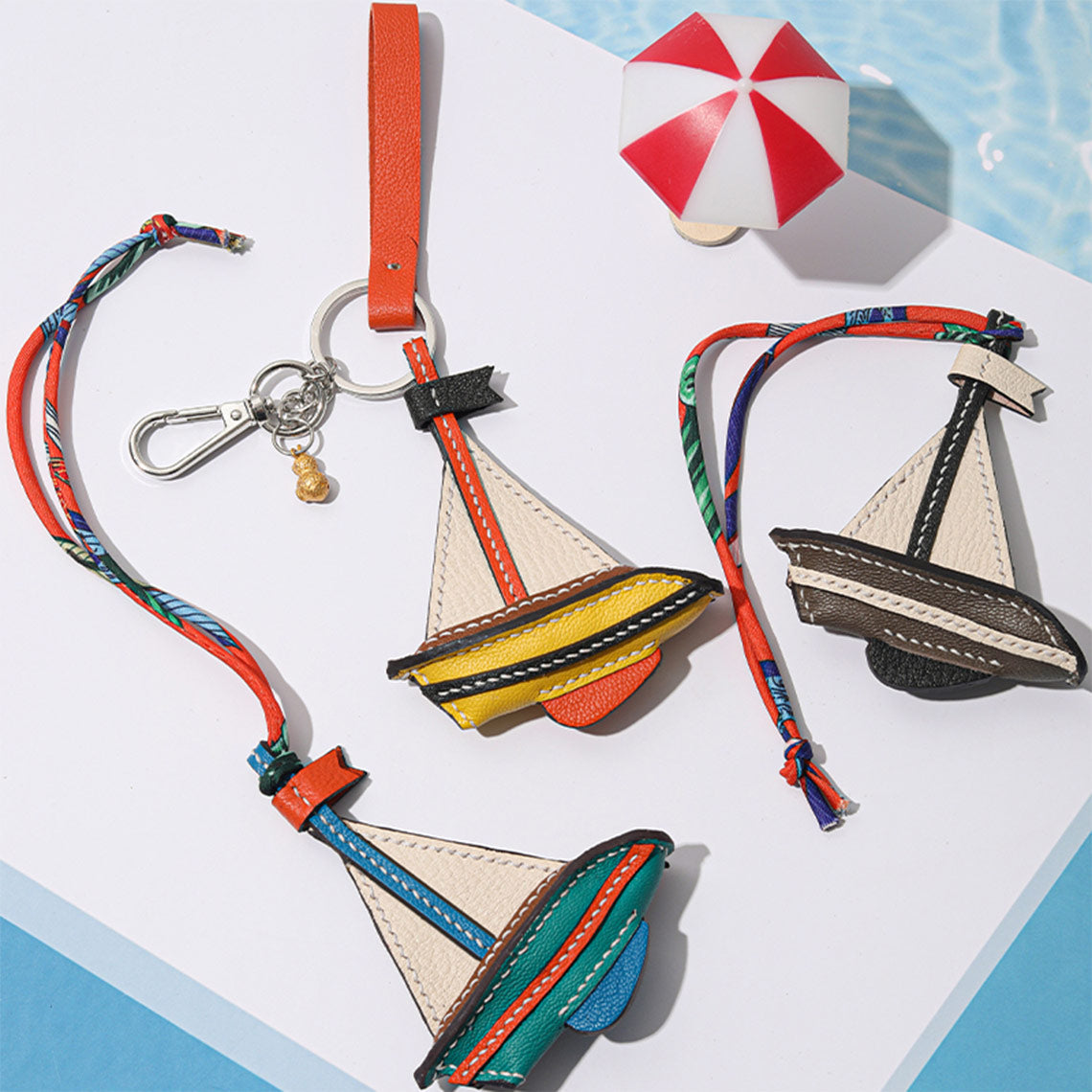 CUCUBIRD CUCUBIRD Sheep Leather Sailboat Keychain Charm DIY Kits ?