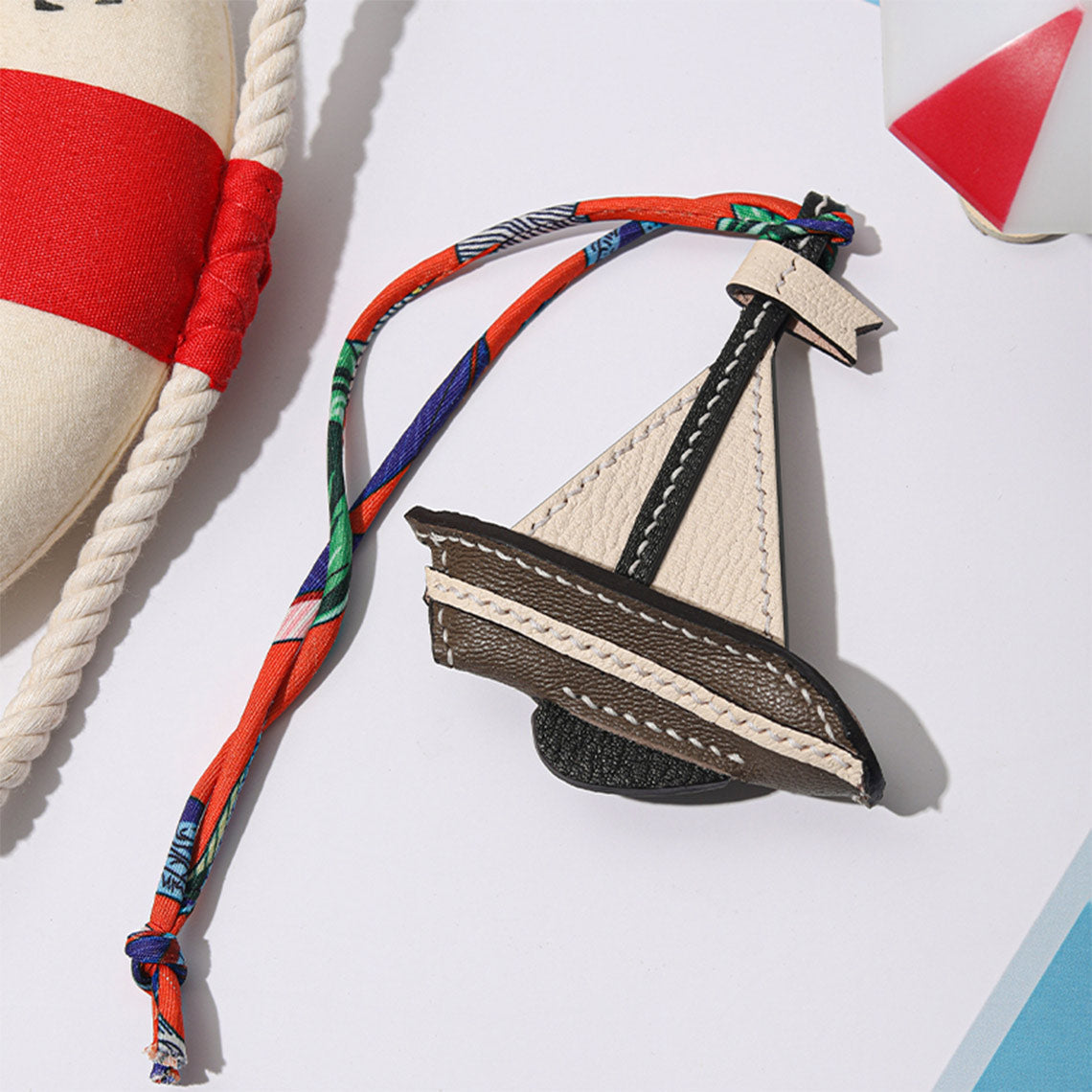 CUCUBIRD CUCUBIRD Sheep Leather Sailboat Keychain Charm DIY Kits ?