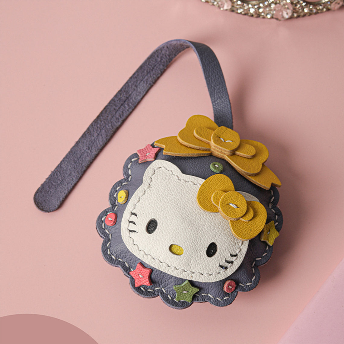 CUCUBIRD POPSEWING® Sheep Leather Christmas Vibe Kitty Keychain DIY Kit Gray Blue