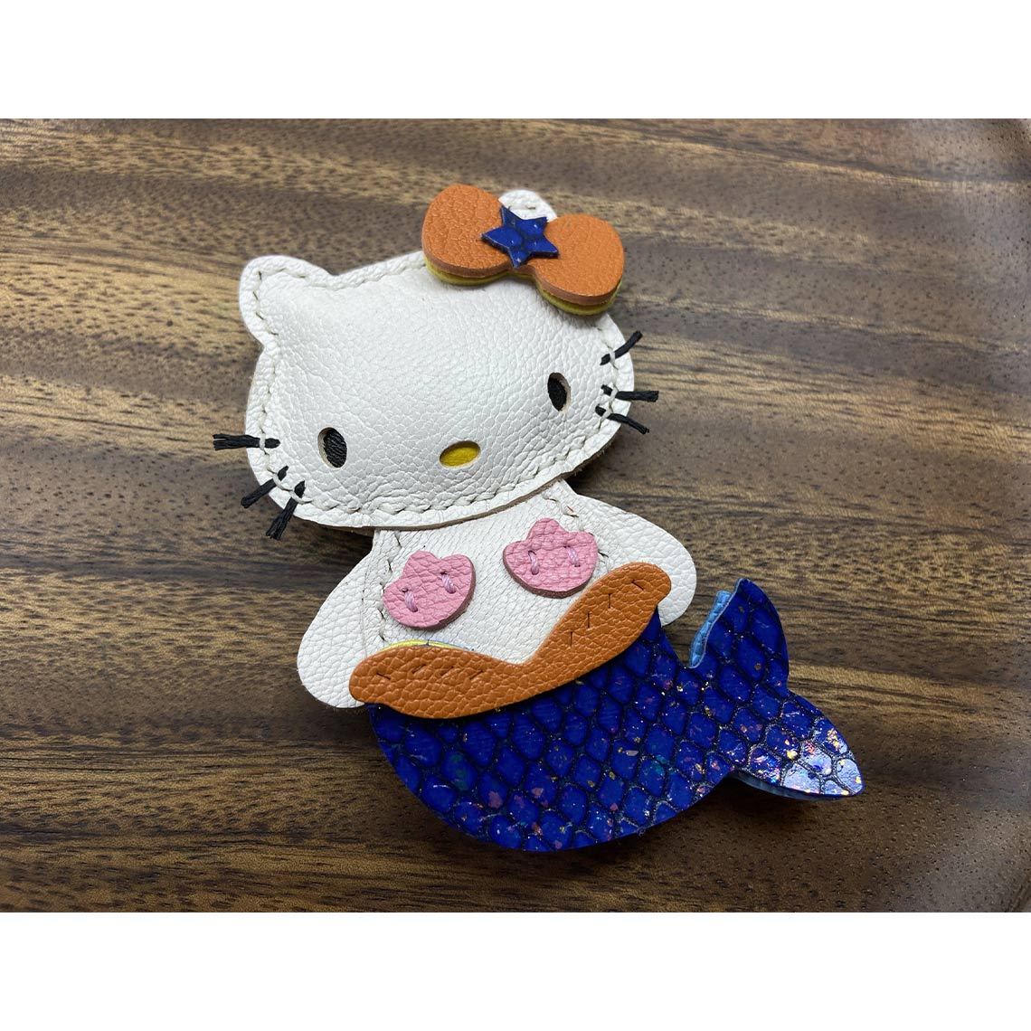 CUCUBIRD POPSEWING® Leather Mermaid Kitty Charm DIY Kit White - Dark Blue Tail / Charm