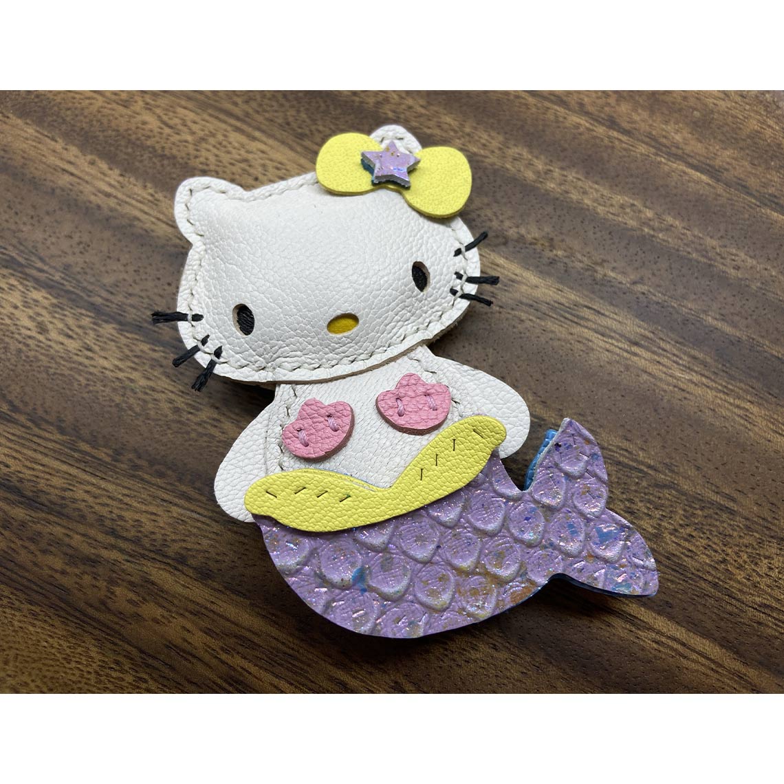 CUCUBIRD POPSEWING® Leather Mermaid Kitty Charm DIY Kit White - Shiny Purple Tail / Charm