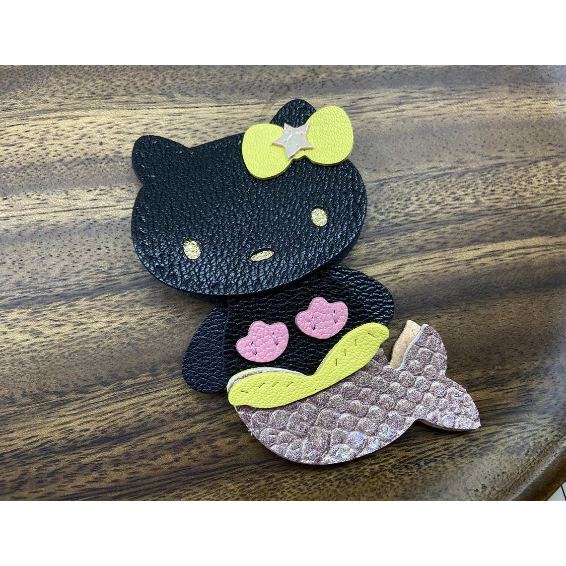 CUCUBIRD POPSEWING® Leather Mermaid Kitty Charm DIY Kit Black - Shiny Purple Tail / Charm