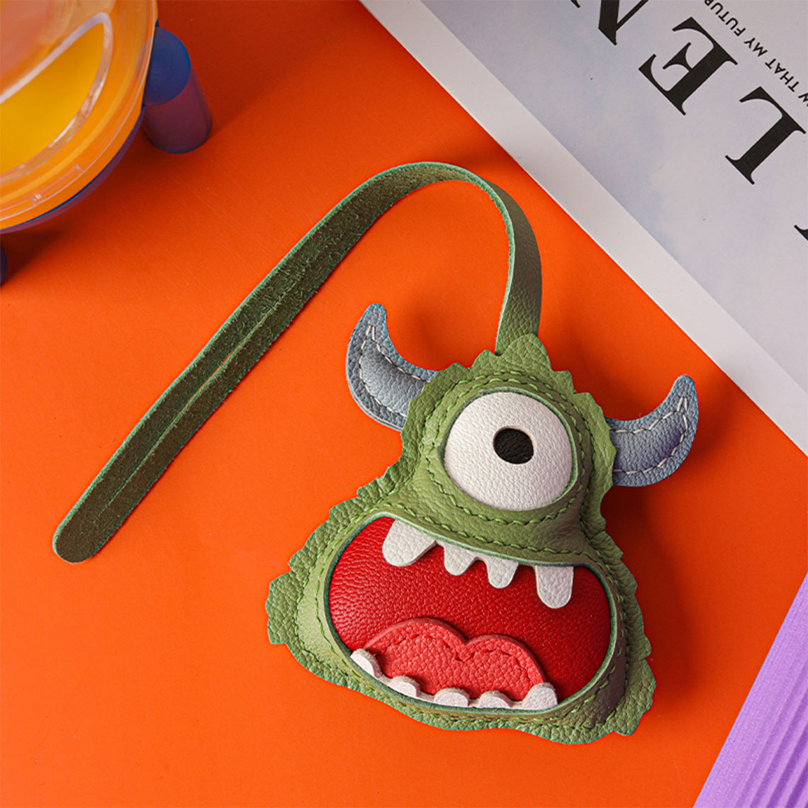 CUCUBIRD POPSEWING® Leather Little Monster Keychain Charm DIY Kit Green