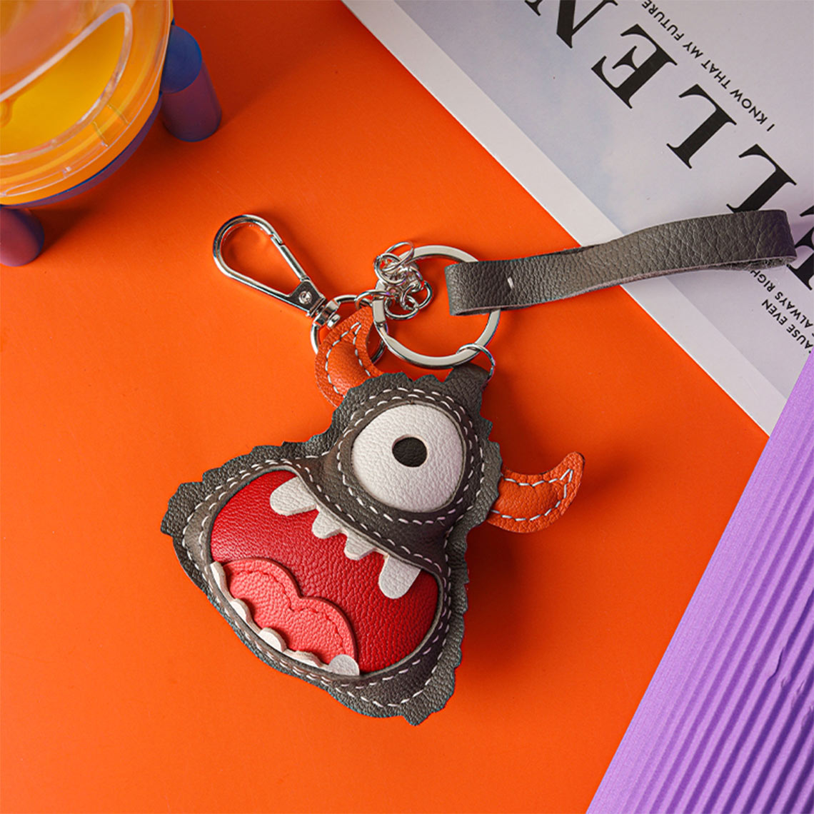 CUCUBIRD POPSEWING® Leather Little Monster Keychain Charm DIY Kit Taupe