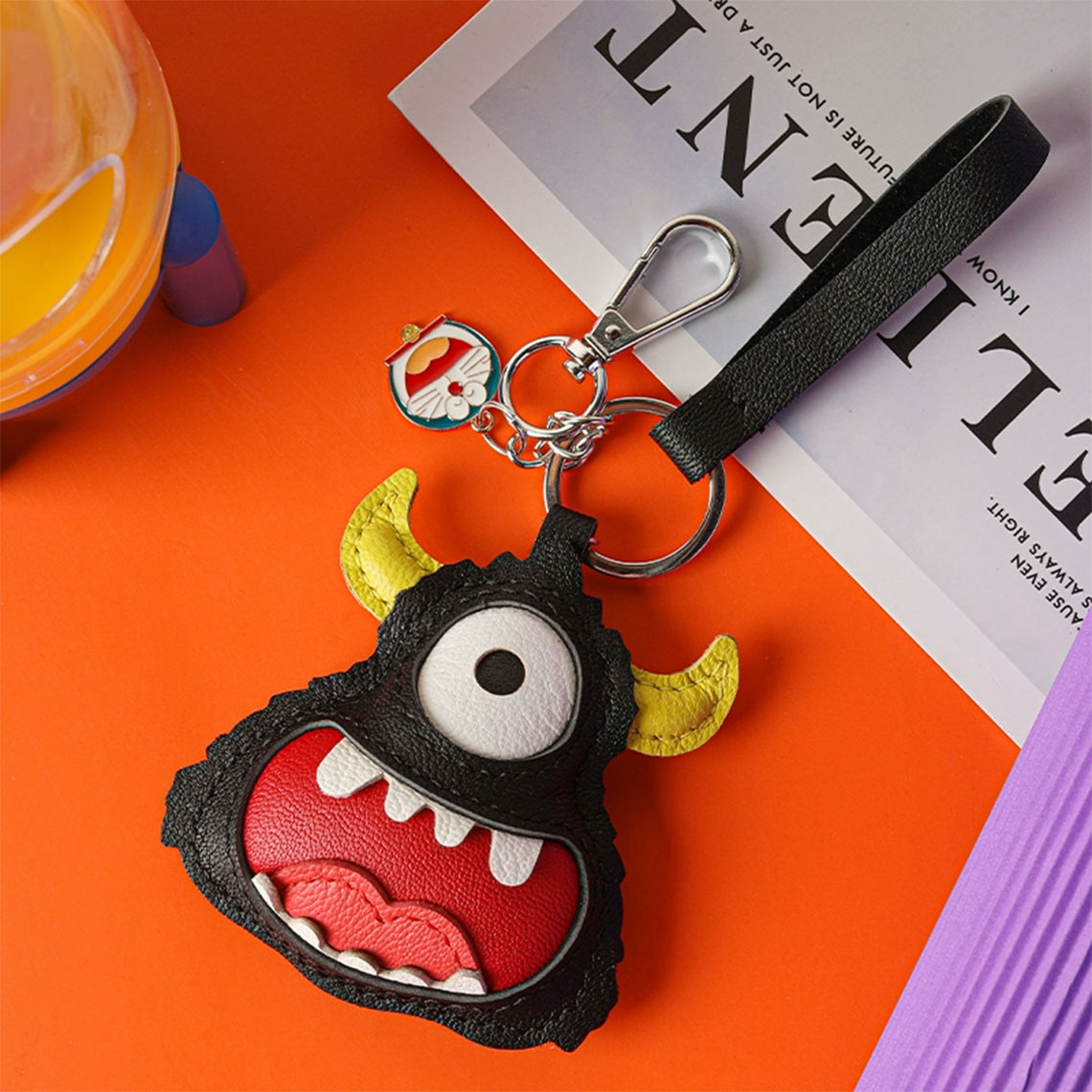 CUCUBIRD POPSEWING® Leather Little Monster Keychain Charm DIY Kit Black
