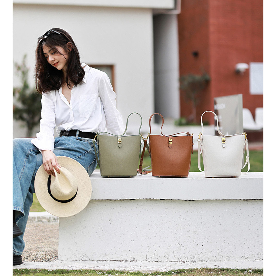 CUCUBIRD Leather Simple Bucket Crossbody Bag DIY Kit ?