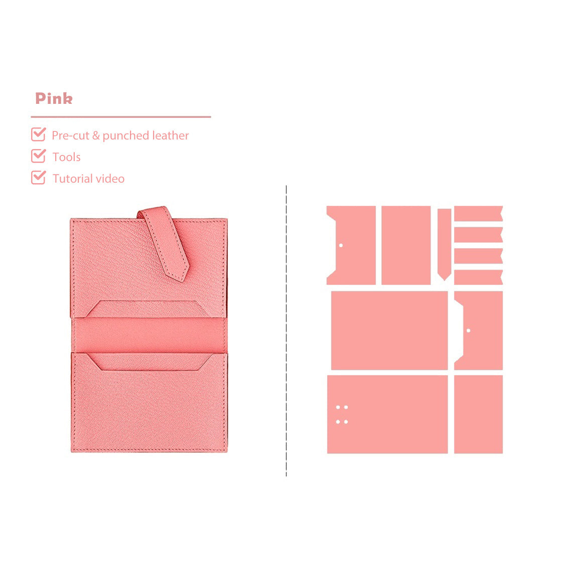 Top Grain Leather Bearn Card Holder DIY Kits - CUCUBIRD