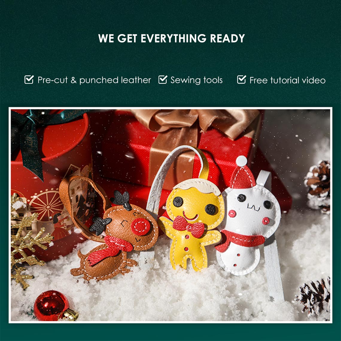 Sheep Leather Christmas Charms DIY Kits - CUCUBIRD