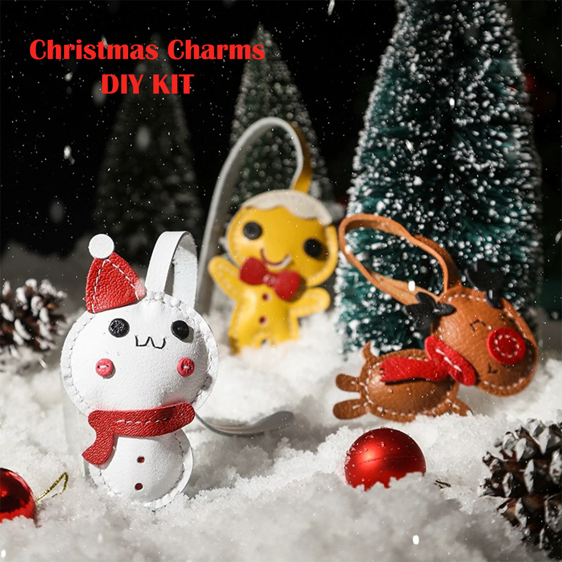 Sheep Leather Christmas Charms DIY Kits - CUCUBIRD