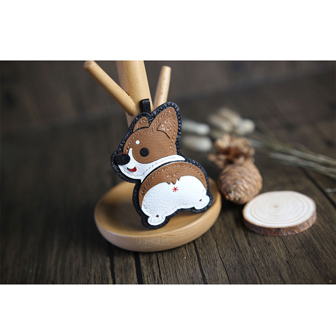 Sheep Leather Corgi Dog Keychain DIY Kit - CUCUBIRD