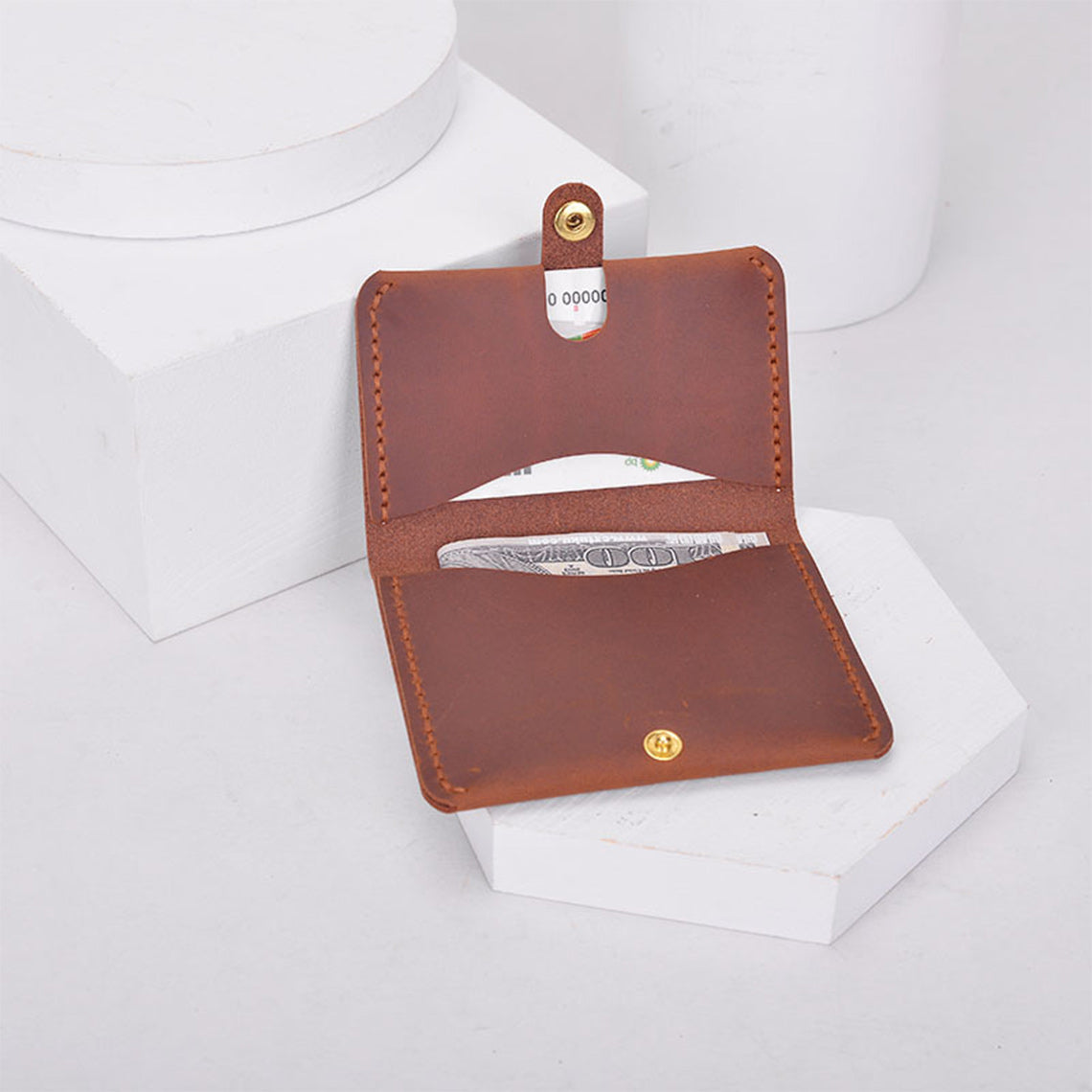 Crazy Horse Leather Bifold Card Holder DIY Kit - CUCUBIRD