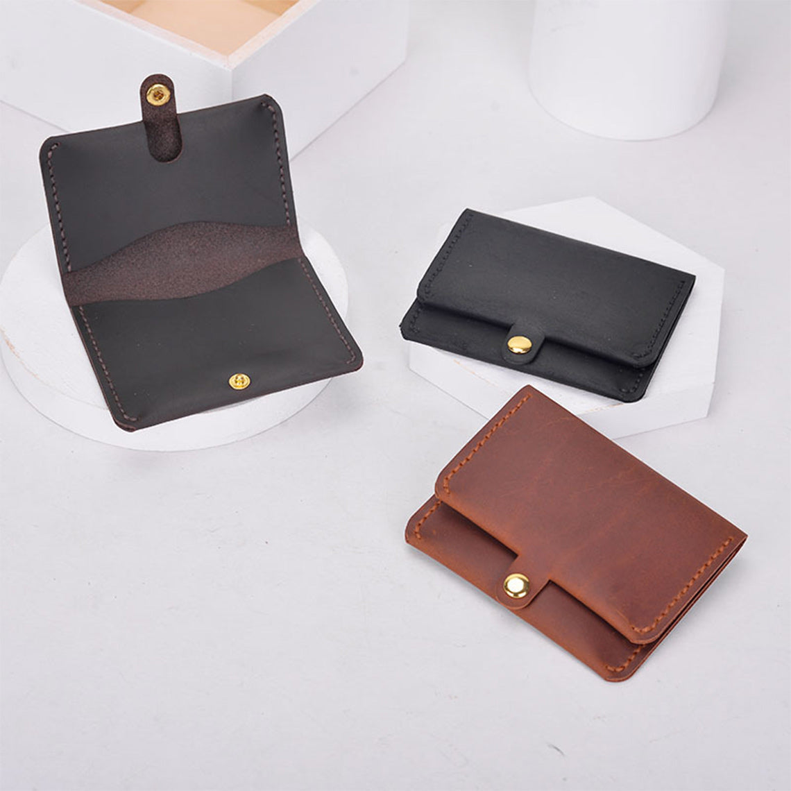 Crazy Horse Leather Bifold Card Holder DIY Kit - CUCUBIRD