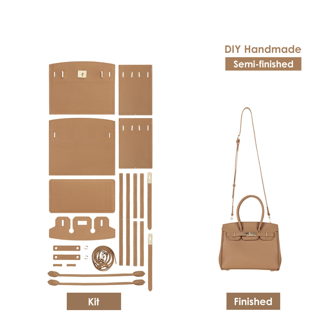 CUCUBIRD Top Grain Leather Platinum Bag DIY Kit Wheat-Large?